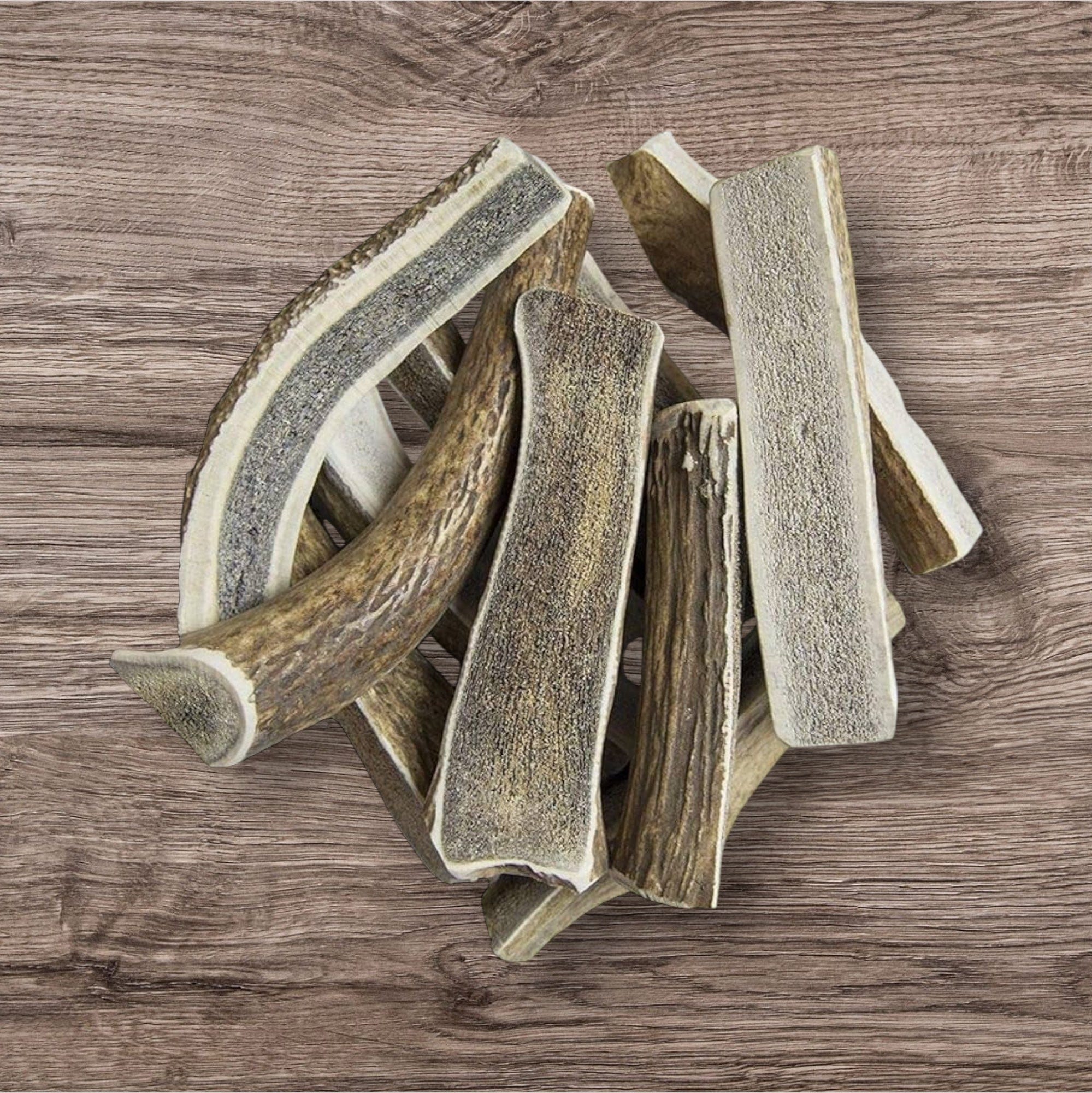 Buffalo Freeze Dry Antler Split Chews made from elk antler, showcasing the rich texture and natural color of the chew.