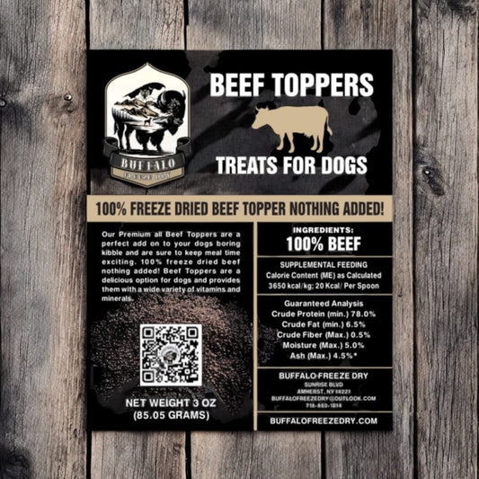 Buffalo Freeze Dry Freeze Dried Beef Topper Beef Kibble Topper 3 oz