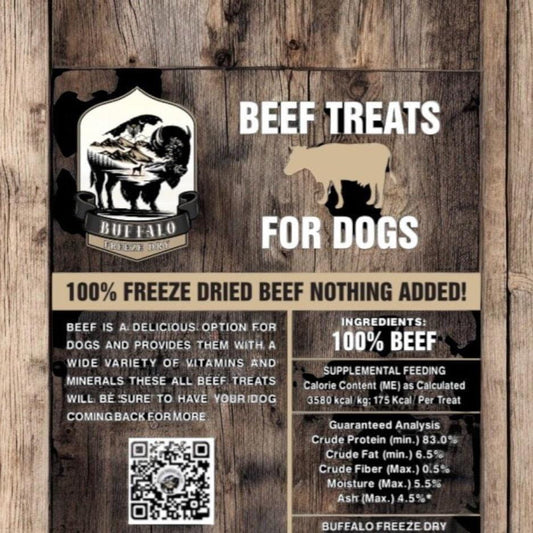 Buffalo Freeze Dry Freeze Dried Beef Treats 3.5 oz, Premium Beef Treats