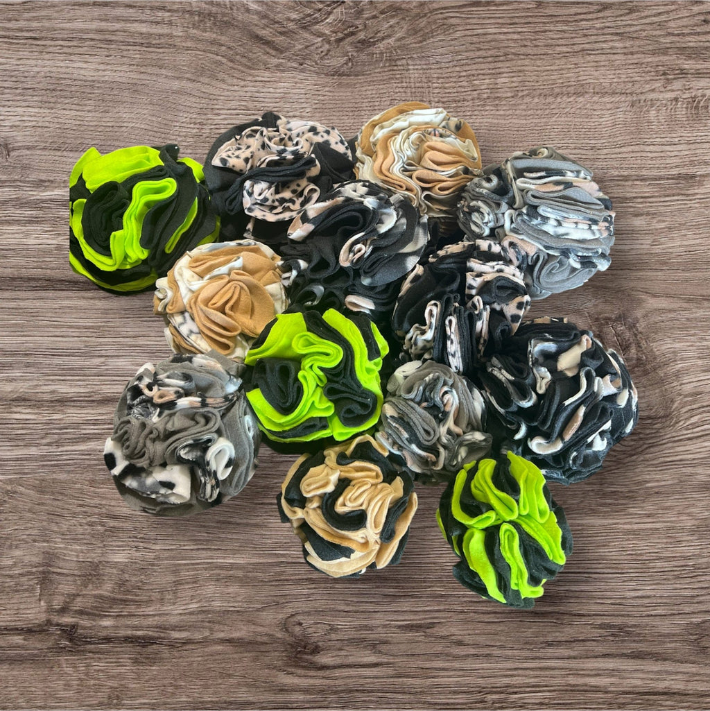 Buffalo Freeze Dry snuffle ball in vibrant colors, designed for interactive pet play and scent exploration.