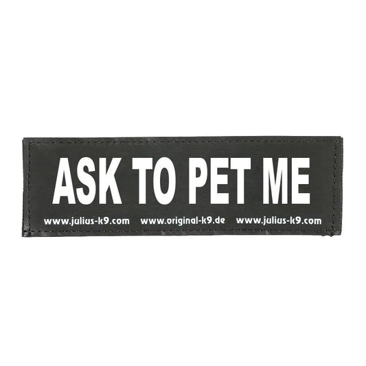 Herko LLC Pre-made Small / ASK TO PET ME Julius-K9 Interchangeable Hook & Loop Patches, 1 Pair
